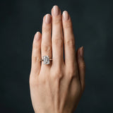 White gold Emerald Cut Solitaire Ring with Cathedral Band and Four-Prong Setting_12