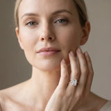 White gold Emerald Cut Solitaire Ring with Cathedral Band and Four-Prong Setting_13