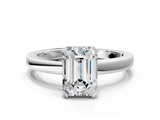 White gold Emerald Cut Solitaire Ring with Four-Prong Setting and Classic Band_102