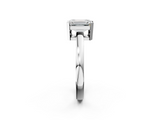 White gold Emerald Cut Solitaire Ring with Four-Prong Setting and Classic Band_104