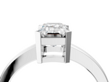 White gold Emerald Cut Solitaire Ring with Four-Prong Setting and Classic Band_106