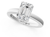 White gold Emerald Cut Solitaire Ring with Four-Prong Setting and Classic Band_106
