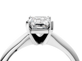 White gold Emerald Cut Solitaire Ring with Four-Prong Setting on a Classic Band_76