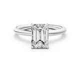 White gold Emerald Cut Solitaire Ring with Thin Band and Four-Prong Setting_49