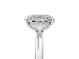White gold Emerald Cut Solitaire Ring with Thin Band and Four-Prong Setting_54