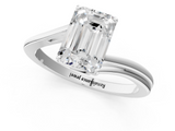 White gold Emerald Cut Solitaire Twist Band Ring with Four-Prong Setting_117