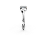 White gold Emerald Cut Solitaire Twist Band Ring with Four-Prong Setting_119