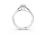 White gold Emerald Cut Solitaire Twist Band Ring with Four-Prong Setting_120