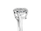 White gold Emerald Cut Solitaire Twist Band Ring with Four-Prong Setting_122