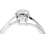 White gold Emerald Cut Solitaire Twist Band Ring with Four-Prong Setting_123