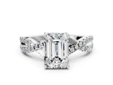 Silver 1.17 Carat D VS1 Round Solitaire Twist Pave Diamond Engagement Ring with Prong Setting