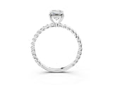 White gold Emerald Cut Solitaire Twisted Band 4-Prong Ring_216