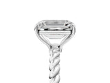 White gold Emerald Cut Solitaire Twisted Band 4-Prong Ring_218