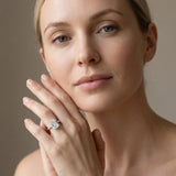 White gold Emerald Cut Solitaire Twisted Band with Four-Prong Setting_13