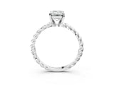 White gold Emerald Cut Solitaire Twisted Band with Four-Prong Setting_161