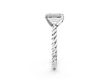 White gold Emerald Cut Solitaire Twisted Band with Four-Prong Setting_162