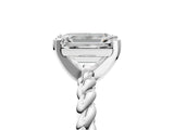 White gold Emerald Cut Solitaire Twisted Band with Four-Prong Setting_163