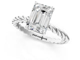 White gold Emerald Cut Solitaire Twisted Band with Four-Prong Setting_167