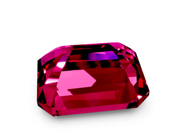 Platinum Emerald Cut Garnet Solitaire Twisted Band with Round  Accents and Prong Setting