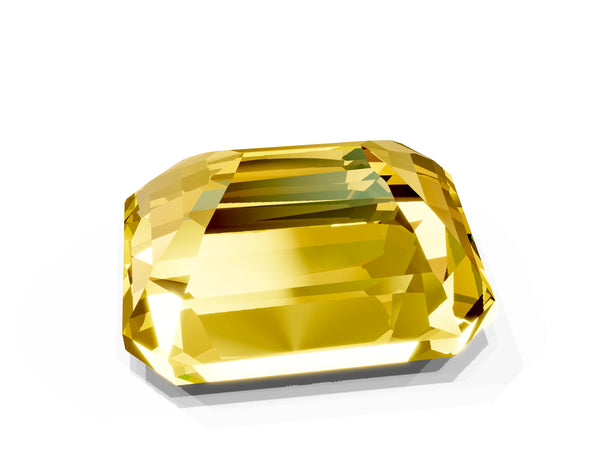 White gold Emerald Cut Yellow Sapphire Solitaire Twisted Band with Round  Accents and Prong Setting