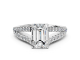 White gold Emerald Cut Split Shank Pave Diamond Engagement Ring with Four-Prong Setting_28