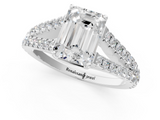 White gold Emerald Cut Split Shank Pave Diamond Engagement Ring with Four-Prong Setting_29