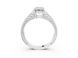 White gold Emerald Cut Split Shank Pave Diamond Ring with Four-Prong Setting_49