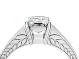 White gold Emerald Cut Split Shank Pave Diamond Ring with Four-Prong Setting_50