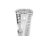 White gold Emerald Cut Split Shank Pave Diamond Ring with Four-Prong Setting_51