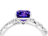 White gold Emerald Cut Tanzanite Cluster Side Stone Solitaire Ring with Prong Setting_28
