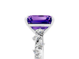 White gold Emerald Cut Tanzanite Cluster Side Stone Solitaire Ring with Prong Setting_29