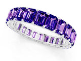 White gold Emerald Cut Tanzanite Eternity Band with Shared Prong Setting_7
