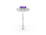 White gold Emerald Cut Tanzanite Floral Double Halo Engagement Ring with Prong Setting_38