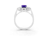 White gold Emerald Cut Tanzanite Floral Double Halo Engagement Ring with Prong Setting_39