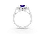White gold Emerald Cut Tanzanite Floral Double Halo Engagement Ring with Prong Setting_99