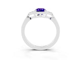 White gold Emerald Cut Tanzanite Halo Ring with Tapered Band and Four-Prong Setting_3