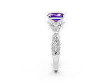 White gold Emerald Cut Tanzanite  Halo Twist Band Solitaire Prong Setting Ring_26