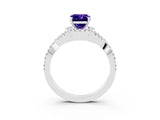 White gold Emerald Cut Tanzanite  Halo Twist Band Solitaire Prong Setting Ring_27