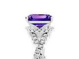 White gold Emerald Cut Tanzanite  Halo Twist Band Solitaire Prong Setting Ring_29