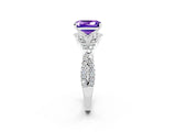 White gold Emerald Cut Tanzanite Halo Twist Band Solitaire Prong Setting Ring_2