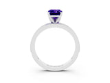 White gold Emerald Cut Tanzanite Milgrain Pavé Engagement Ring with Four-Prong Setting_15