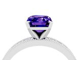 White gold Emerald Cut Tanzanite Milgrain Pavé Engagement Ring with Four-Prong Setting_16