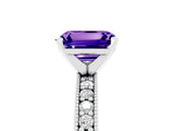 White gold Emerald Cut Tanzanite Milgrain Pavé Engagement Ring with Four-Prong Setting_17