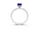 White gold Emerald Cut Tanzanite Pave Band Solitaire Ring with Four-Prong Setting_15
