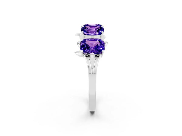 Platinum Emerald Cut Tanzanite Prong-Set Half Eternity Band