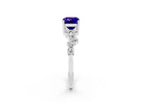 White gold Emerald Cut Tanzanite Scattered Round Accent Ring with Prong Setting_26