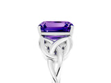 White gold Emerald Cut Tanzanite Solitaire Celtic Knot Ring with Four-Prong Setting_17