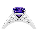 White gold Emerald Cut Tanzanite Solitaire Engagement Ring with Cathedral Setting and Four-Prong Mount_118