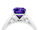 White gold Emerald Cut Tanzanite Solitaire Engagement Ring with Cathedral Setting and Four-Prong Mount_34