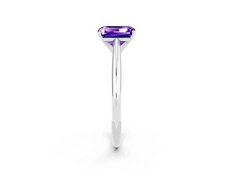 White gold Emerald Cut Tanzanite Solitaire Engagement Ring with Cathedral Setting and Four-Prong Mount_38